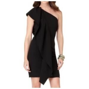 Calvin Klein Black One Shoulder Ruffle Mini Dress Size 4